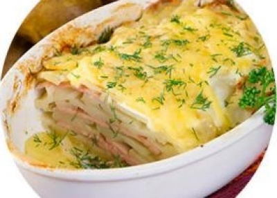 Kartupeļu,speķa un siera sacepums